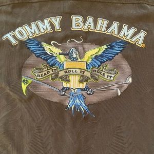 Vintage Tommy Bahama shirt brown XL silk read it roll it hole it eagle